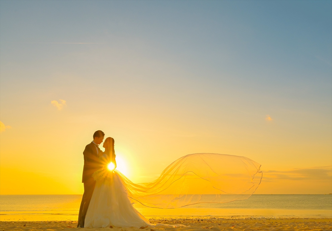 バリ挙式　サンセット・ロングベール撮影