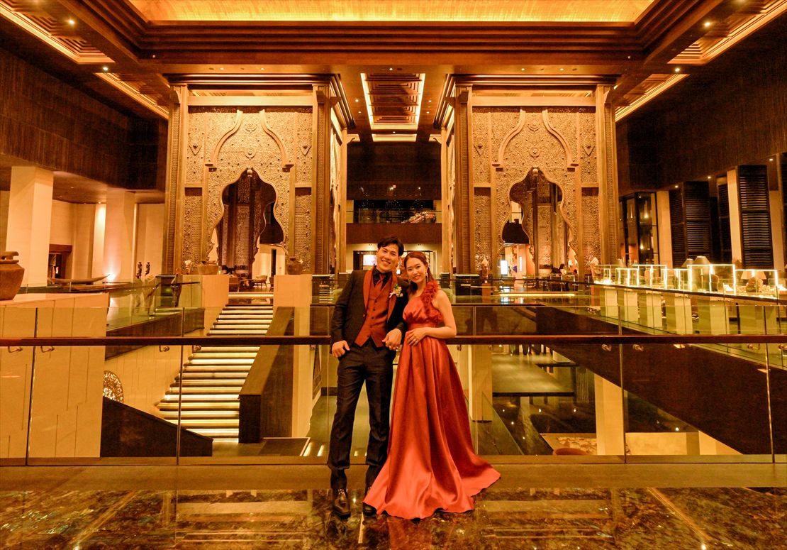 バリ島ウェディング　ケンピンスキに移動 ロビーナイト撮影